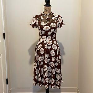 Jessie Brown Floral Print Swing Dress